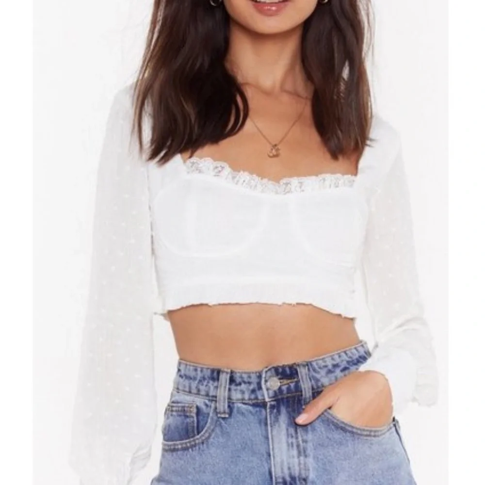 Nasty Gal Cupped Square Neck Textured Crop Top Size 6